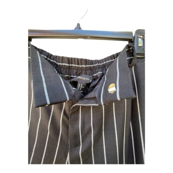 Forever 21 Women’s Relax Fit Pleated Black Pinstripe High Waist Trouser Sz 2X - Picture 7 of 13
